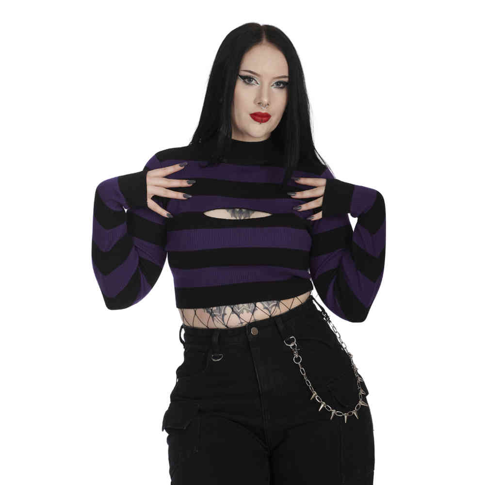 Banned - Crash Into Me Gebreide trui - Paars/Zwart